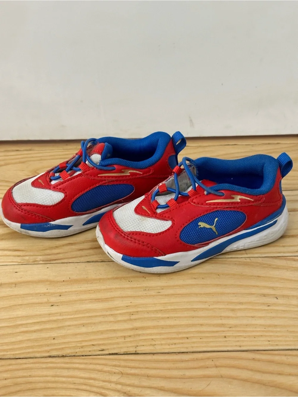Puma Kids Red, Blue and White Low-Top Sneakers
